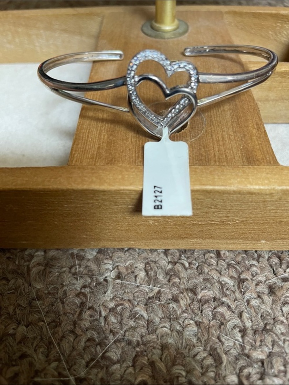Silver Heart Double-Open Cuff Bracelet #7